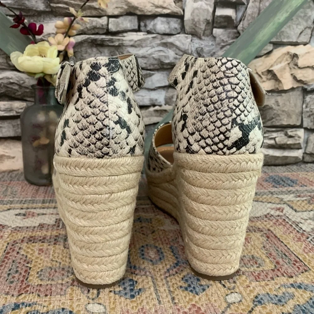 #03 Nine West Adell Snake Espadrille Platform Wedge Heel Sandals Shoes Women’s 8